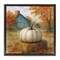 Stupell Industries Harvest Pumpkin on Hay Bale Black Framed Floater Canvas Wall Art, design by Antony Smith